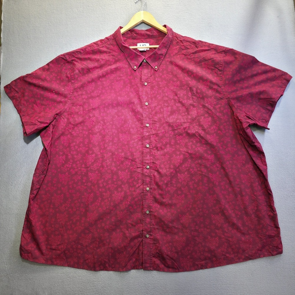 Harbor Bay Men's Red Floral Short Sleeve Button Up Shirt Size 6XL